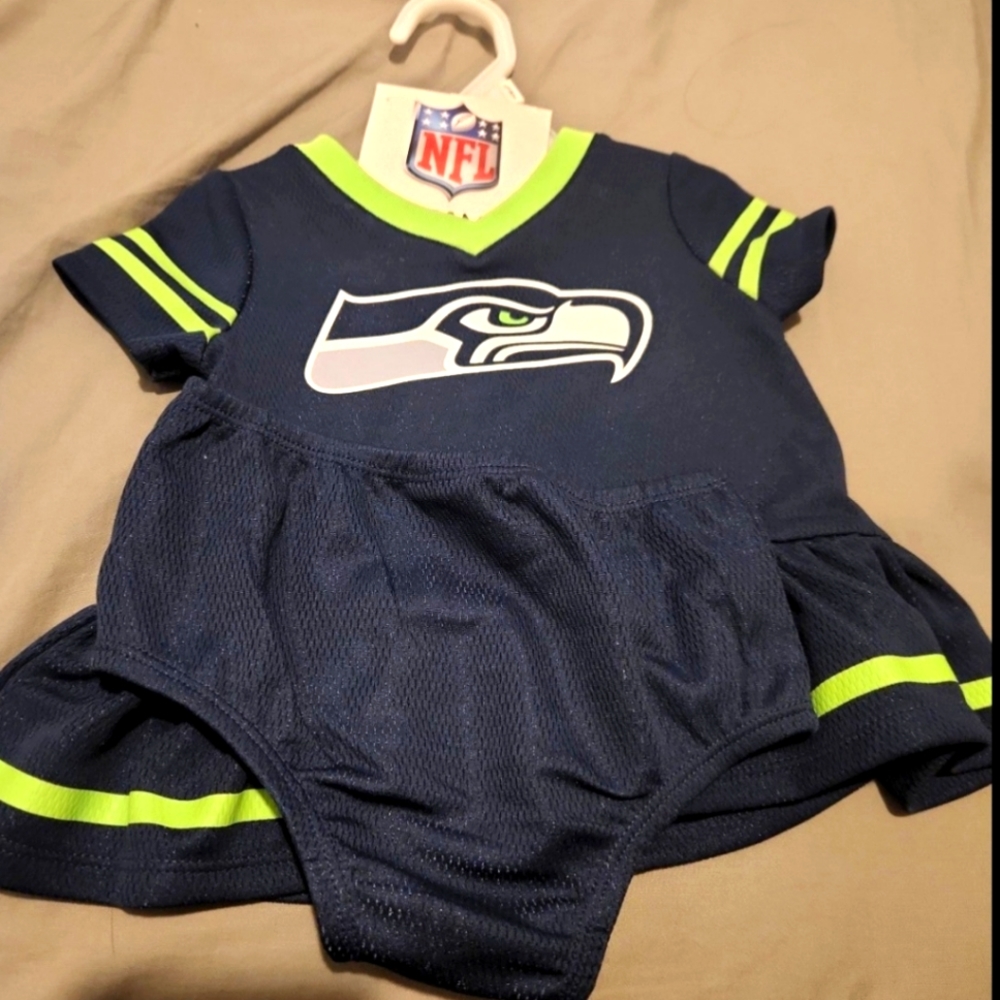  Seahawks baby girl Cheerleader Dress and Panty Set